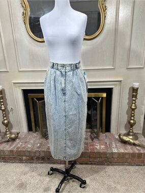 Vintage On the Verge Skirt Size 11/12 Acid Wash Denim Maxi 80s Grunge Western